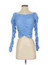 Elodie 3/4 Sleeve Top Blue Sweetheart Neckline Tops In Blue