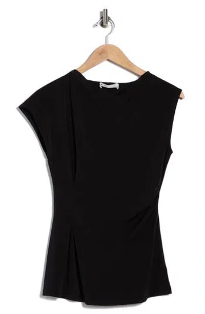 Elodie Asymmetric Draped Top In Black