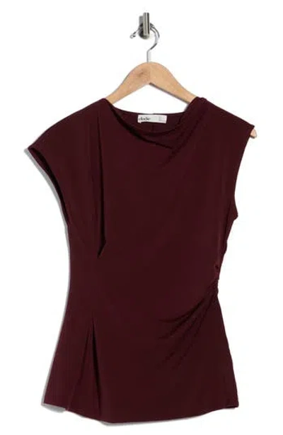 Elodie Asymmetric Draped Top In Burgundy