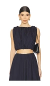 Elodie Bari Poplin Top In Navy