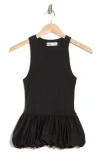 Elodie Bubble Hem Peplum Tank In Black