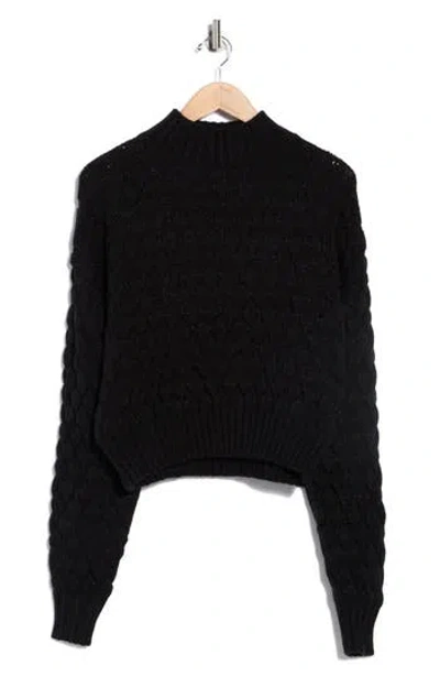 Elodie Bubble Knit Crop Sweater In Black
