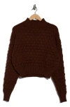 Elodie Bubble Knit Crop Sweater In Brown