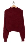 Elodie Bubble Knit Crop Sweater In Red