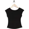 Elodie Cap Sleeve Low Back T-shirt In Black