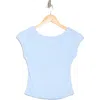 Elodie Cap Sleeve Low Back T-shirt In Light Blue
