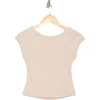 Elodie Cap Sleeve Low Back T-shirt In Taupe