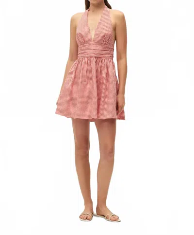 Elodie Celia Gingham Mini Dress In Coral Red In Pink
