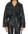 Elodie Charles Vegan Leather Crop Jacket In Black In Black