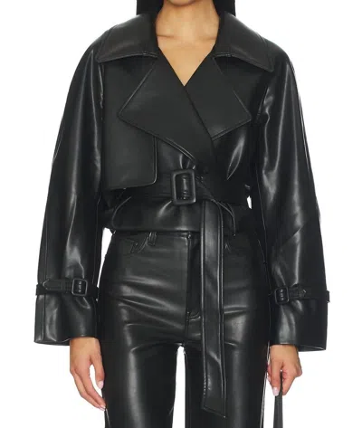 Elodie Charles Vegan Leather Crop Jacket In Black