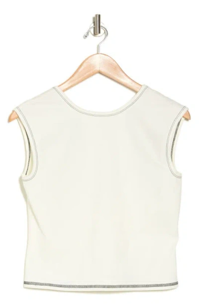 Elodie Contrast Stitch Low Back Tank Top In White