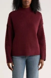 Elodie Contrast Stitch Mock Neck Sweater In Burgundy