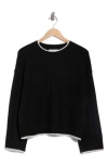 Elodie Contrast Stitch Pullover Sweater In Black