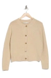 Elodie Crewneck Button Front Cardigan In Taupe