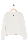 Elodie Crewneck Button Front Cardigan In White