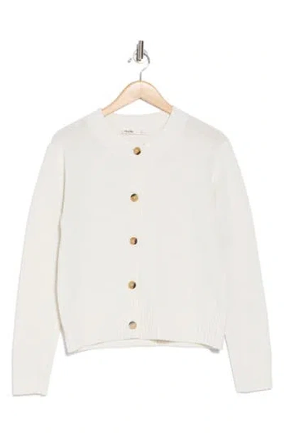 Elodie Crewneck Button Front Cardigan In White