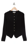 Elodie Cutaway Rib Cardigan In Black