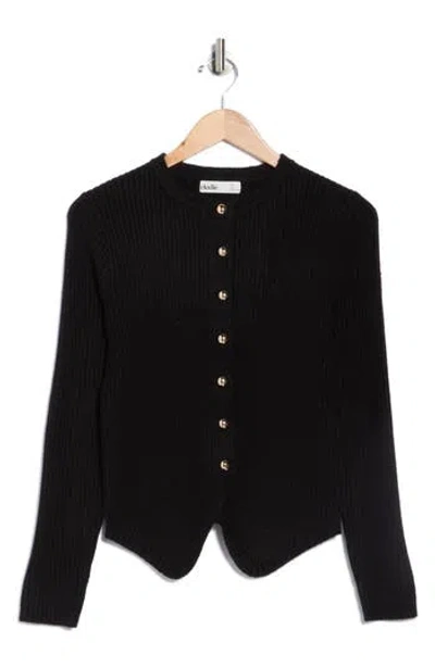 Elodie Cutaway Rib Cardigan In Black