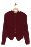 Elodie Cutaway Rib Cardigan In Burgundy