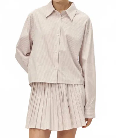 Elodie Danika Striped Button-down Top In Taupe In Neutral