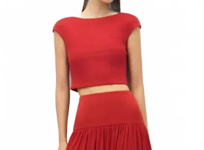 Elodie Darya Boat Neck Top In Coral Red