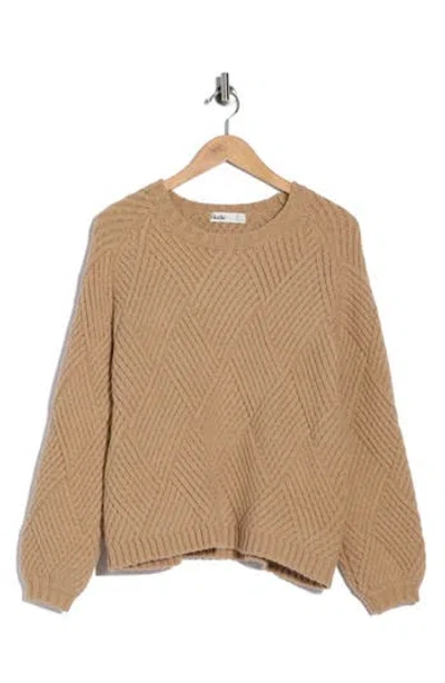 Elodie Diamond Knit Sweater In Brown