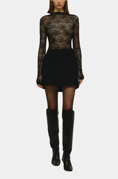 Elodie Dorothy Lace Long Sleeve Top In Black In Multi