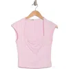 Elodie Double Lined Square Neck T-shirt In Baby Pink