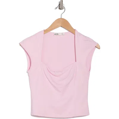 Elodie Double Lined Square Neck T-shirt In Baby Pink