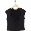 Elodie Double Lined Square Neck T-shirt In Black
