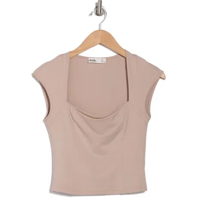 Elodie Double Lined Square Neck T-shirt In Mocha