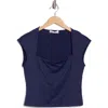 Elodie Double Lined Square Neck T-shirt In Navy