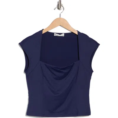 Elodie Double Lined Square Neck T-shirt In Navy