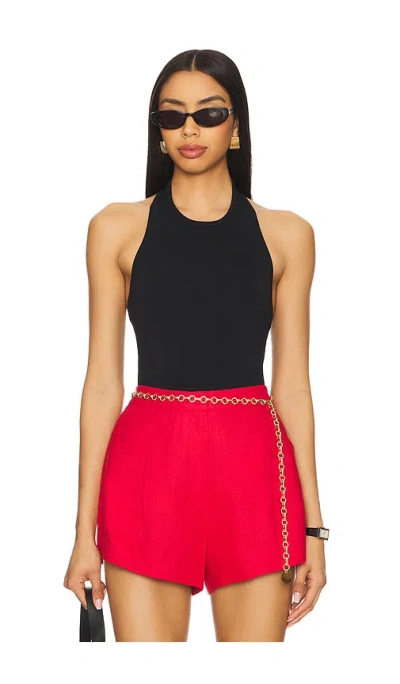 Elodie Effie Halter Knit Tank Top In Black