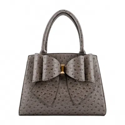 Elodie Embossed Bow Top Handle Purse In Gray
