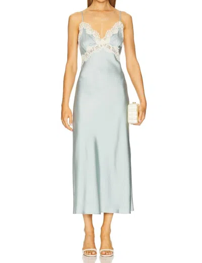 Elodie Eva Satin Slip Dress In Aqua Blue