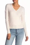 Elodie Faux Wrap Ribbed Knit Surplice V Neck Sweater In Ivory In Multi