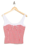 Elodie Gingham Fitted Crop Top In Red