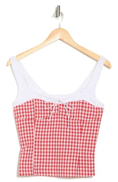 Elodie Gingham Fitted Crop Top In Red
