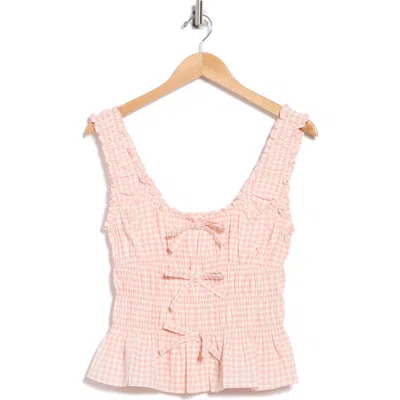 Elodie Gingham Shirred Peplum Tank