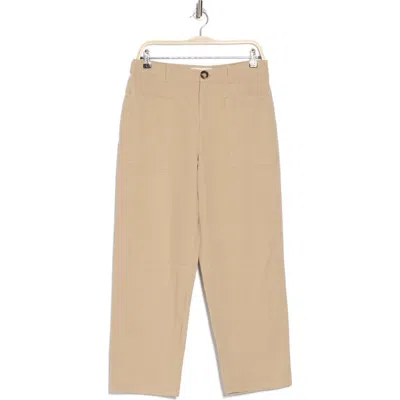 Elodie High Waist Crop Wide Leg Pants In Taupe