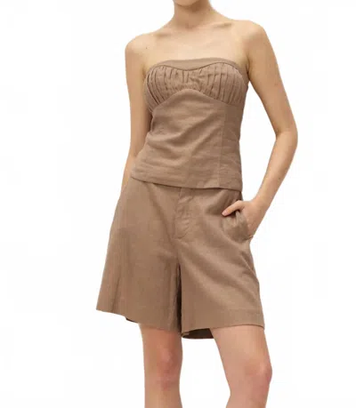 Elodie High Waisted Mavi Shorts In Mocha In Brown