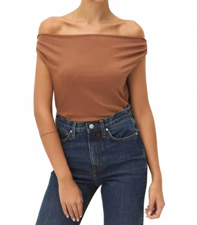 Elodie Isabeau Draped Knit Top In Carmelized In Brown