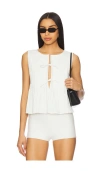 Elodie Kali Linen Top In Ivory