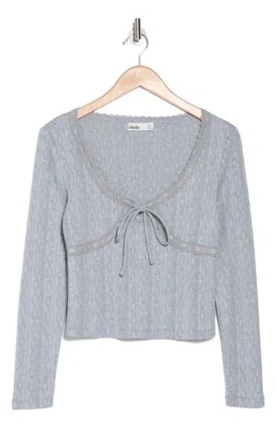Elodie Lace Tie Front Top In Heather Grey
