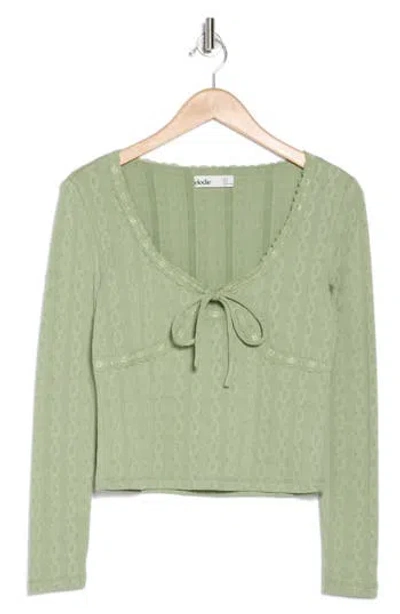 Elodie Lace Tie Front Top In Sage