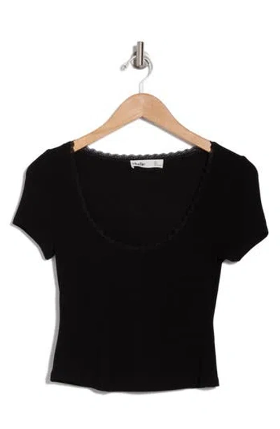 Elodie Lace Trim T-shirt In Black