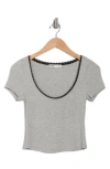 Elodie Lace Trim T-shirt In Heather Grey