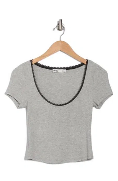 Elodie Lace Trim T-shirt In Heather Grey