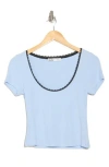 Elodie Lace Trim T-shirt In Sky Blue